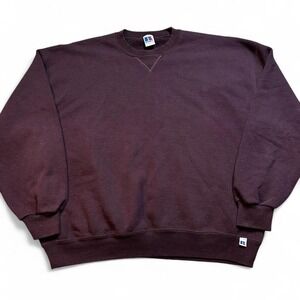Vintage Russell Athletic blank crewneck sweatshirt‎ burgundy purple size XL